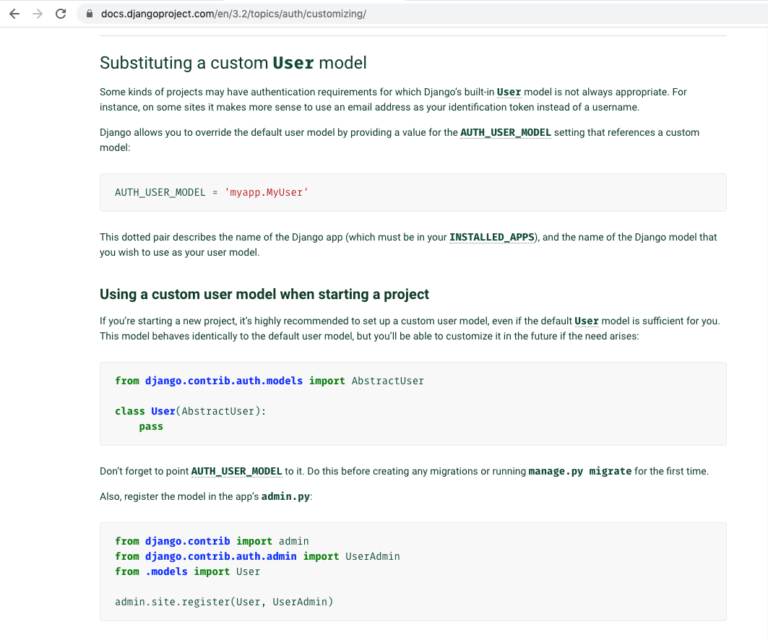 django custom user model and custom admin - CIT007